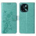 For vivo Y28 4G Embossed Butterfly Flowers Leather Phone Case(Green) - 3