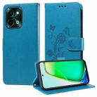 For vivo Y28 4G Embossed Butterfly Flowers Leather Phone Case(Blue) - 1