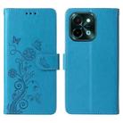 For vivo Y28 4G Embossed Butterfly Flowers Leather Phone Case(Blue) - 3