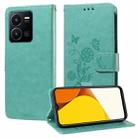 For vivo Y35 4G / Y22s / Y22 Embossed Butterfly Flowers Leather Phone Case(Green) - 1