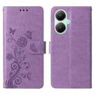 For vivo Y35M+ / Y35+ / Y27 4G Embossed Butterfly Flowers Leather Phone Case(Purple) - 3