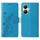 For vivo Y35M+ / Y35+ / Y27 4G Embossed Butterfly Flowers Leather Phone Case(Blue) - 3