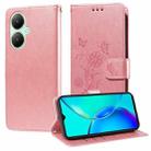 For vivo Y35M+ / Y35+ / Y27 4G Embossed Butterfly Flowers Leather Phone Case(Rose Gold) - 1