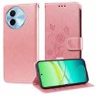 For vivo Y38 5G / T3X 5G Global Embossed Butterfly Flowers Leather Phone Case(Rose Gold) - 1