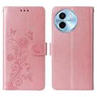 For vivo Y38 5G / T3X 5G Global Embossed Butterfly Flowers Leather Phone Case(Rose Gold) - 3