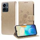 For vivo Y77 5G Embossed Butterfly Flowers Leather Phone Case(Gold) - 1