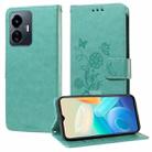 For vivo Y77 5G Embossed Butterfly Flowers Leather Phone Case(Green) - 1