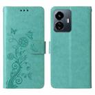 For vivo Y77 5G Embossed Butterfly Flowers Leather Phone Case(Green) - 3