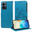 For vivo Y77 5G Embossed Butterfly Flowers Leather Phone Case(Blue) - 1