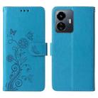 For vivo Y77 5G Embossed Butterfly Flowers Leather Phone Case(Blue) - 3