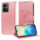 For vivo Y77 5G Embossed Butterfly Flowers Leather Phone Case(Rose Gold) - 1