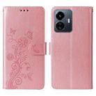 For vivo Y77 5G Embossed Butterfly Flowers Leather Phone Case(Rose Gold) - 3