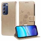 For vivo Y100 IDN / Y200E 5G Global Embossed Butterfly Flowers Leather Phone Case(Gold) - 1