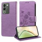 For vivo Y200 / V29E Embossed Butterfly Flowers Leather Phone Case(Purple) - 1