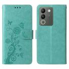 For vivo Y200 / V29E Embossed Butterfly Flowers Leather Phone Case(Green) - 3