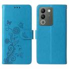 For vivo Y200 / V29E Embossed Butterfly Flowers Leather Phone Case(Blue) - 3