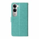 For vivo V40 Lite 4G / 5G IDN Embossed Butterfly Flowers Leather Phone Case(Green) - 3