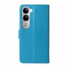 For vivo V40 Lite 4G / 5G IDN Embossed Butterfly Flowers Leather Phone Case(Blue) - 3