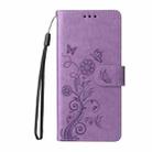 For vivo Y19s Embossed Butterfly Flowers Leather Phone Case(Purple) - 2