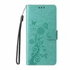 For vivo Y19s Embossed Butterfly Flowers Leather Phone Case(Green) - 2