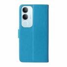 For vivo Y19s Embossed Butterfly Flowers Leather Phone Case(Blue) - 3