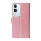 For vivo Y19s Embossed Butterfly Flowers Leather Phone Case(Rose Gold) - 3