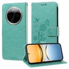 For vivo Y300 Pro Embossed Butterfly Flowers Leather Phone Case(Green) - 1