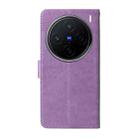 For vivo X200 Embossed Butterfly Flowers Leather Phone Case(Purple) - 3