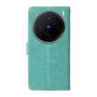 For vivo X200 Embossed Butterfly Flowers Leather Phone Case(Green) - 3