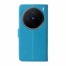 For vivo X200 Embossed Butterfly Flowers Leather Phone Case(Blue) - 3