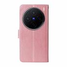 For vivo X200 Embossed Butterfly Flowers Leather Phone Case(Rose Gold) - 3