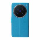 For vivo X200 Pro Embossed Butterfly Flowers Leather Phone Case(Blue) - 3