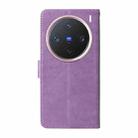 For vivo X200 Pro mini Embossed Butterfly Flowers Leather Phone Case(Purple) - 3