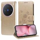 For vivo X200 Pro mini Embossed Butterfly Flowers Leather Phone Case(Gold) - 1