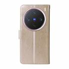 For vivo X200 Pro mini Embossed Butterfly Flowers Leather Phone Case(Gold) - 3