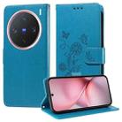 For vivo X200 Pro mini Embossed Butterfly Flowers Leather Phone Case(Blue) - 1