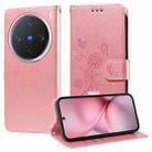 For vivo X200 Pro mini Embossed Butterfly Flowers Leather Phone Case(Rose Gold) - 1