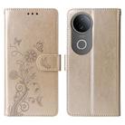 For vivo S20 Embossed Butterfly Flowers Leather Phone Case(Gold) - 1