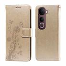 For vivo Y400 Pro 5G / V40e / iQOO Z9s Embossed Butterfly Flowers Leather Phone Case(Gold) - 1