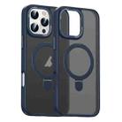 For iPhone 16 Pro Skin Feel MagSafe Magnetic Holder Phone Case(Dark Blue) - 1