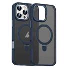 For iPhone 16 Pro Max Skin Feel MagSafe Magnetic Holder Phone Case(Dark Blue) - 1