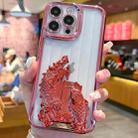 For iPhone 14 Pro Electroplated Carp Leaping Dragon Gate Pattern TPU Phone Case(Red) - 1