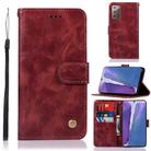 For Samsung Galaxy Note 20 Copper Buckle Retro Crazy Horse Texture Horizontal Flip Leather Case with Holder & Card Slots & Wallet(Wine Red) - 1