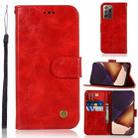 For Samsung Galaxy Note 20 Ultra Copper Buckle Retro Crazy Horse Texture Horizontal Flip Leather Case with Holder & Card Slots & Wallet(Red) - 1