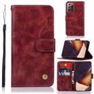 For Samsung Galaxy Note 20 Ultra Copper Buckle Retro Crazy Horse Texture Horizontal Flip Leather Case with Holder & Card Slots & Wallet(Wine Red) - 1