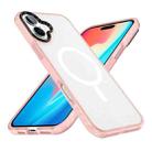 For iPhone 16 Plus Frosted Skin Feel MagSafe Transparent Phone Case(Pink) - 1