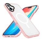 For iPhone 16 Frosted Skin Feel MagSafe Transparent Phone Case(Pink) - 1