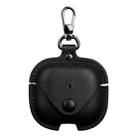 For AirPods 4 Business Leather Earphone Protective Case with Hook(Black) - 1