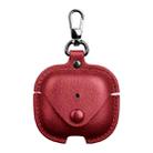 For AirPods 4 Business Leather Earphone Protective Case with Hook(Red) - 1