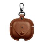 For AirPods 4 Business Leather Earphone Protective Case with Hook(Light Brown) - 1